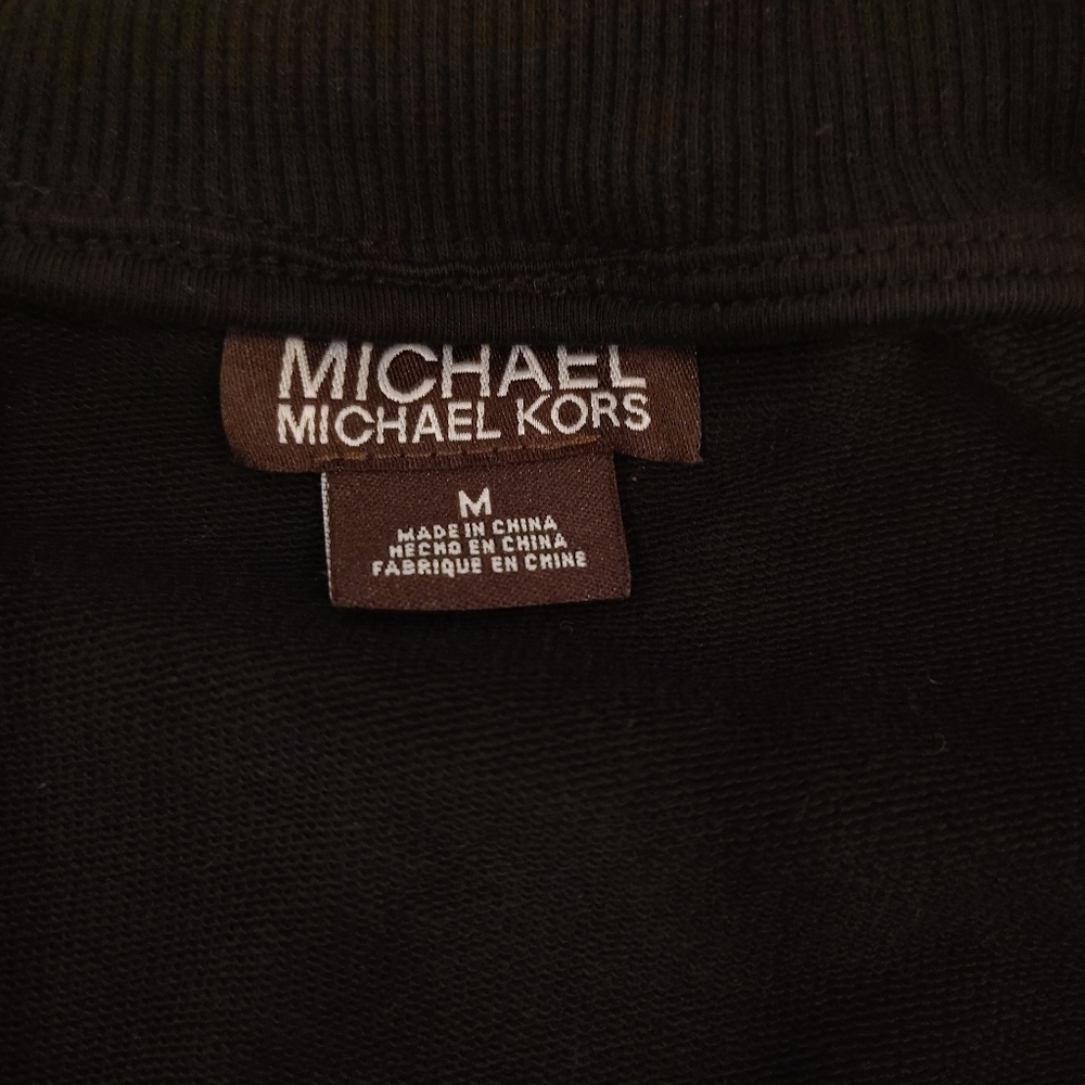 Michael Kors Sweatshirt Zipped Jacket Women's Medium Black 2 Upper Patch Pockets - Picture 7 of 8